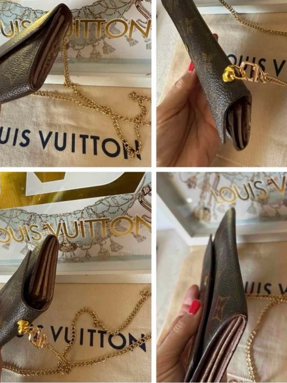 💯Authentic Louis Vuitton Sarah Long Wallet converted into a crossbody w/chain - Picture 8 of 11